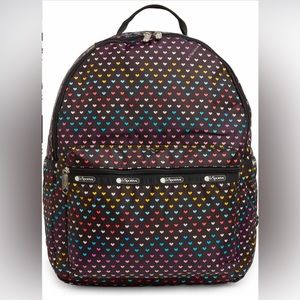 NWT LeSportsac Logan Heart Pattern Nylon Backpack